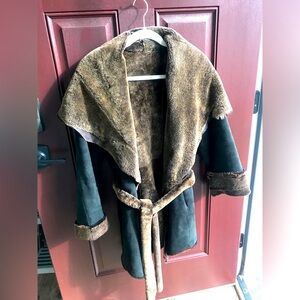 Genuine Sheepskin Shearling Vintage Wrap Coat fits size S - L
